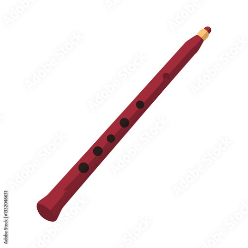Maroon flute woodwind instrument with finger holes