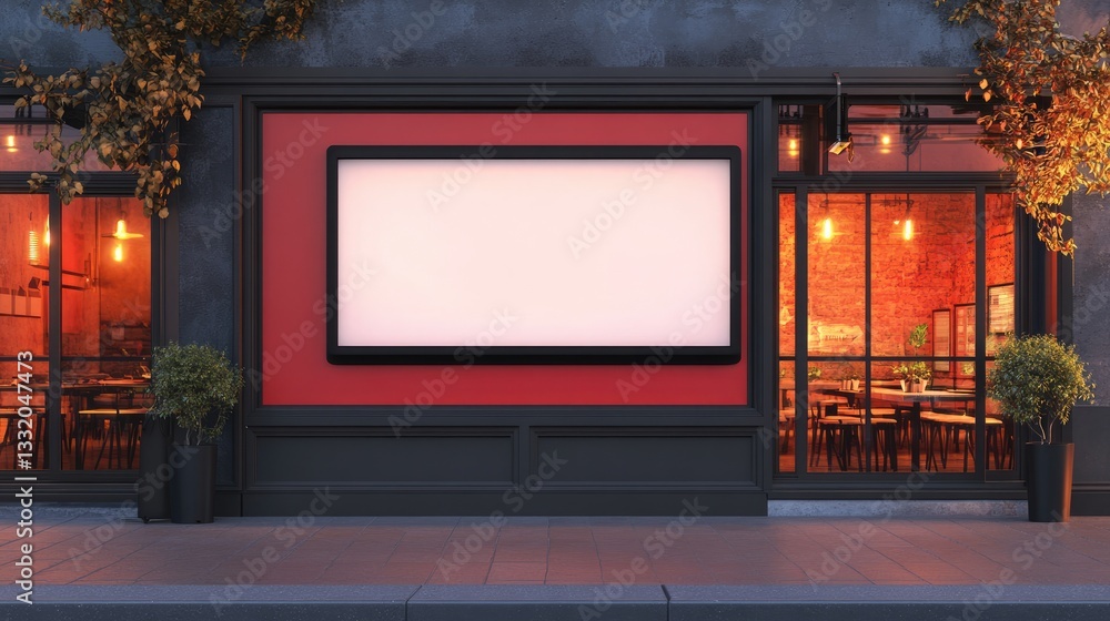 Empty read sign for store text mockup on shop or restaurant facade Empty read sign for store text mockup on shop or restaurant facade