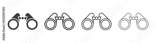 Binoculars line icon vector illustration set.