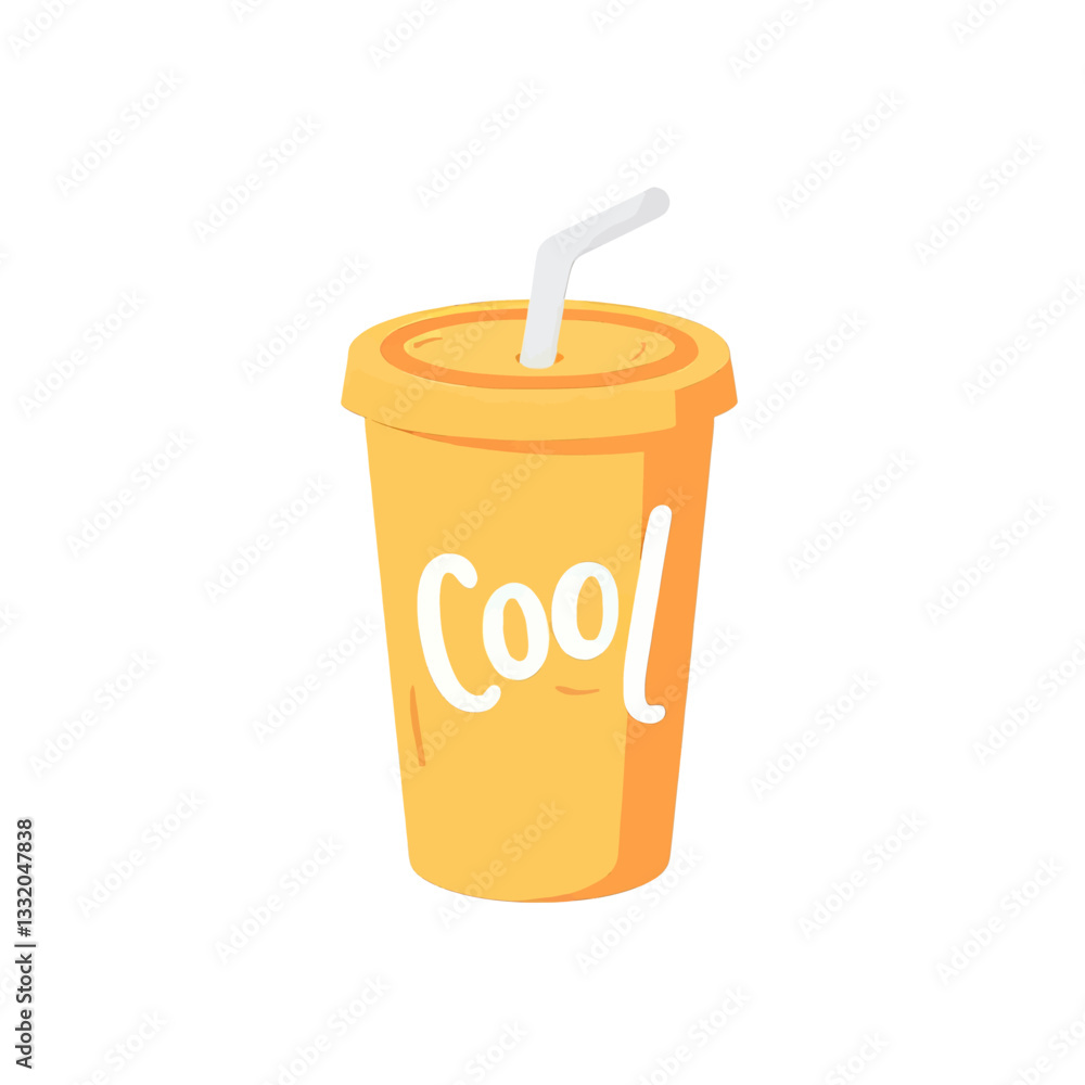 Orange drink cup with white straw reads Orange drink cup with white straw reads