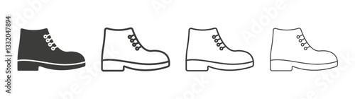 Boot line icon vector illustration set.