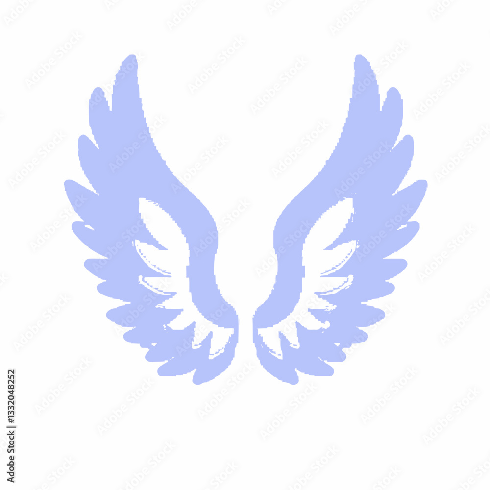 Obraz premium Pastel blue pixel art wings, ethereal, angelic design