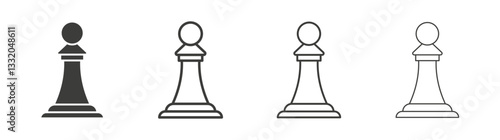 Chess pawn line icon vector illustration set.