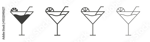 Citrus Glass line icon vector illustration set.
