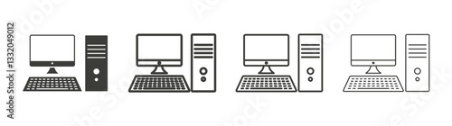 Computer line icon vector illustration set.