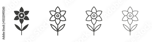 Daffodil Flower line icon vector illustration set.