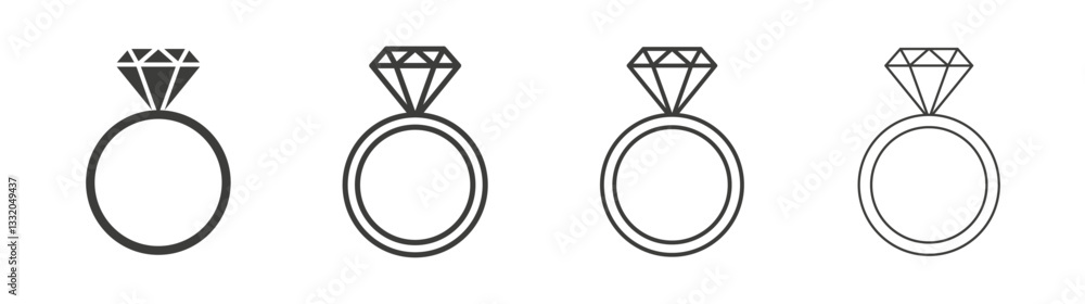 Diamond ring line icon vector illustration set. Diamond ring line icon vector illustration set.