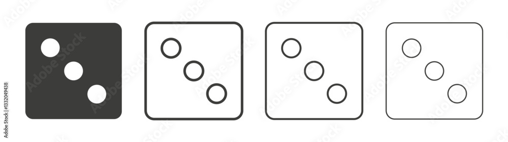 Dice three line icon vector illustration set. Dice three line icon vector illustration set.