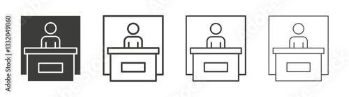 Exhibitor line icon vector illustration set.