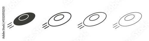 Flying disc line icon vector illustration set.