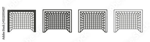 Goal net line icon vector illustration set.