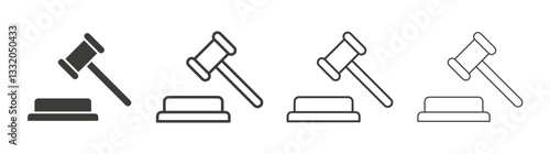 Gavel line icon vector illustration set.