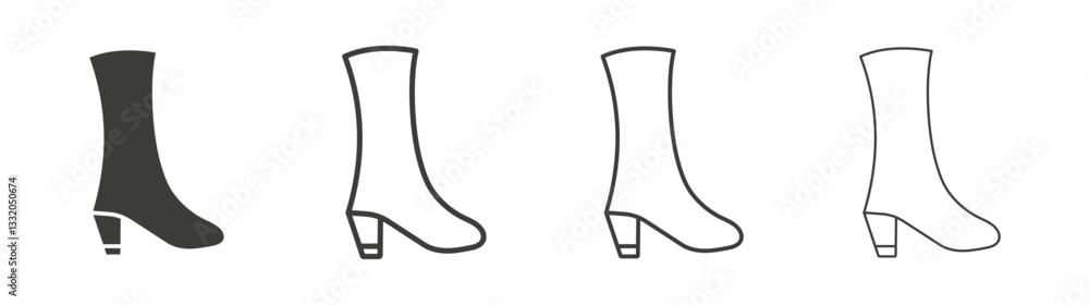 Heeled Boot line icon vector illustration set. Heeled Boot line icon vector illustration set.
