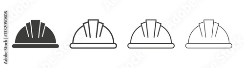 Hard hat line icon vector illustration set.