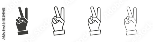 Hand peace line icon vector illustration set.