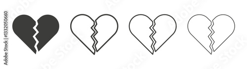 Heart Crack line icon vector illustration set.
