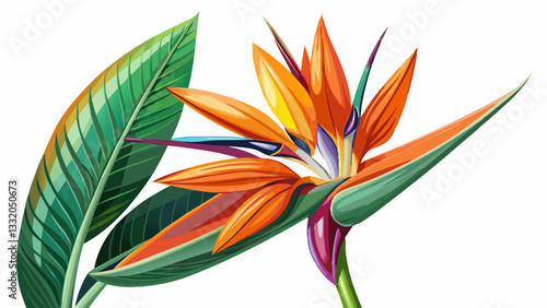 
strelitzia flower isolated on transparent background.