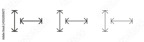 Height and width line icon vector illustration set.