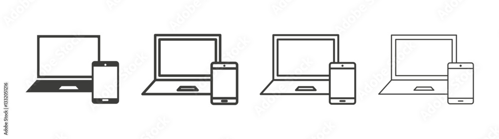 Laptop and Mobile line icon vector illustration set. Laptop and Mobile line icon vector illustration set.