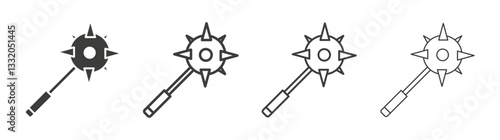Mace line icon vector illustration set.