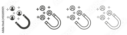 Magnet user line icon vector illustration set.