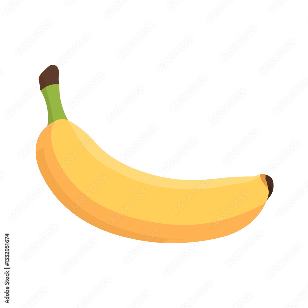 Single Ripe Yellow Banana Cartoon Icon Single Ripe Yellow Banana Cartoon Icon