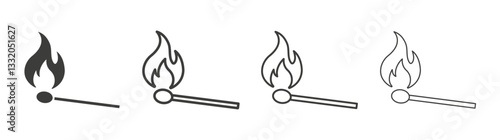 Match fire line icon vector illustration set.