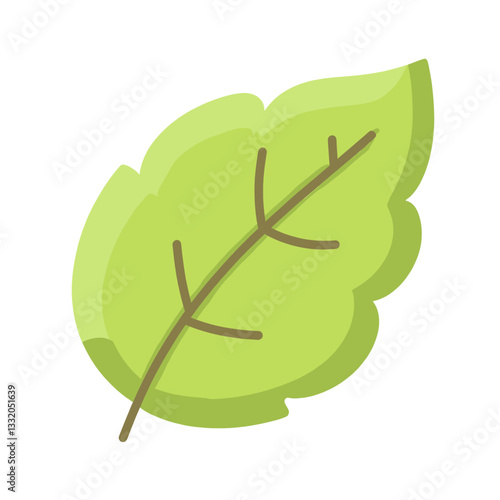 Simple light green leaf with brown veins graphic