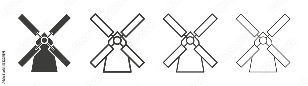 Mill sign line icon vector illustration set. Mill sign line icon vector illustration set.
