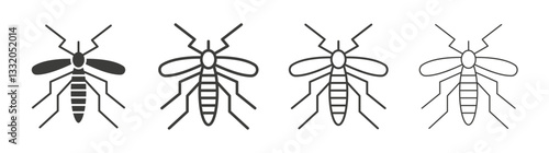 Mosquito line icon vector illustration set.