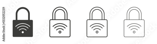 Nfc lock line icon vector illustration set.