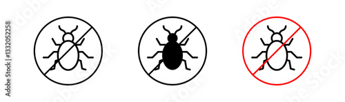 No Bug line icon vector illustration set.