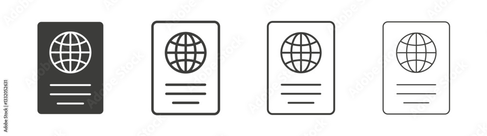 Passport line icon vector illustration set. Passport line icon vector illustration set.