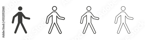 Person walking line icon vector illustration set.