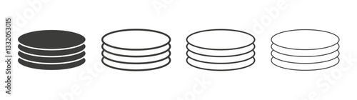 Plates line icon vector illustration set.