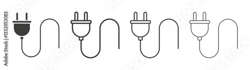 Plug line icon vector illustration set.