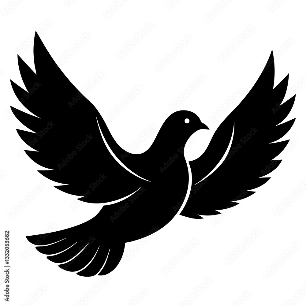 Obraz premium dove silhouette vector icon white background