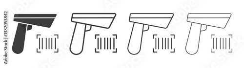 Scanner gun line icon vector illustration set.