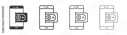 Send money smartphone line icon vector illustration set.