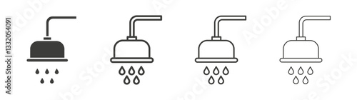 Shower line icon vector illustration set.