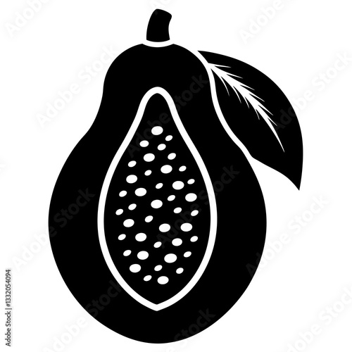 papaya silhouette vector icon white background 