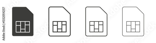 Sim card line icon vector illustration set.