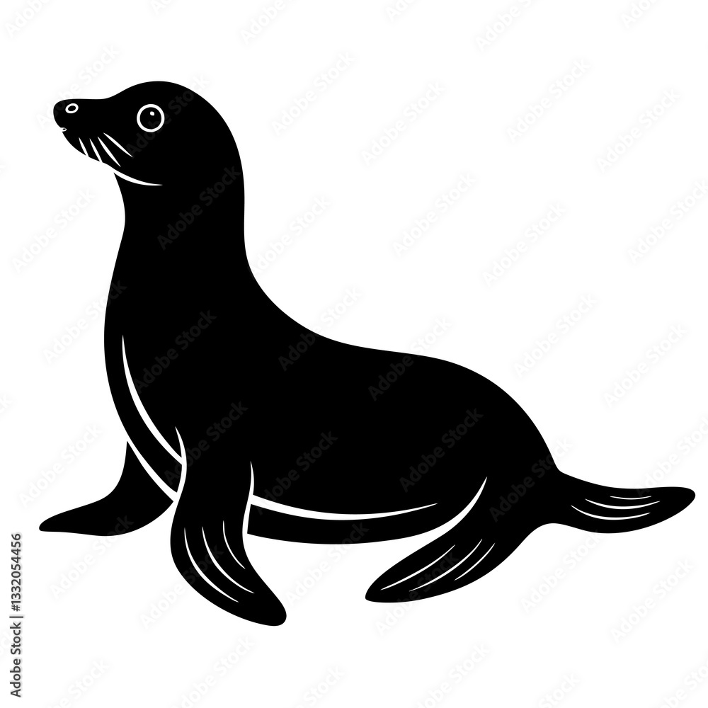 Seal Silhouette vector icon on white background Seal Silhouette vector icon on white background