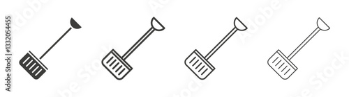 Snow shovel line icon vector illustration set.