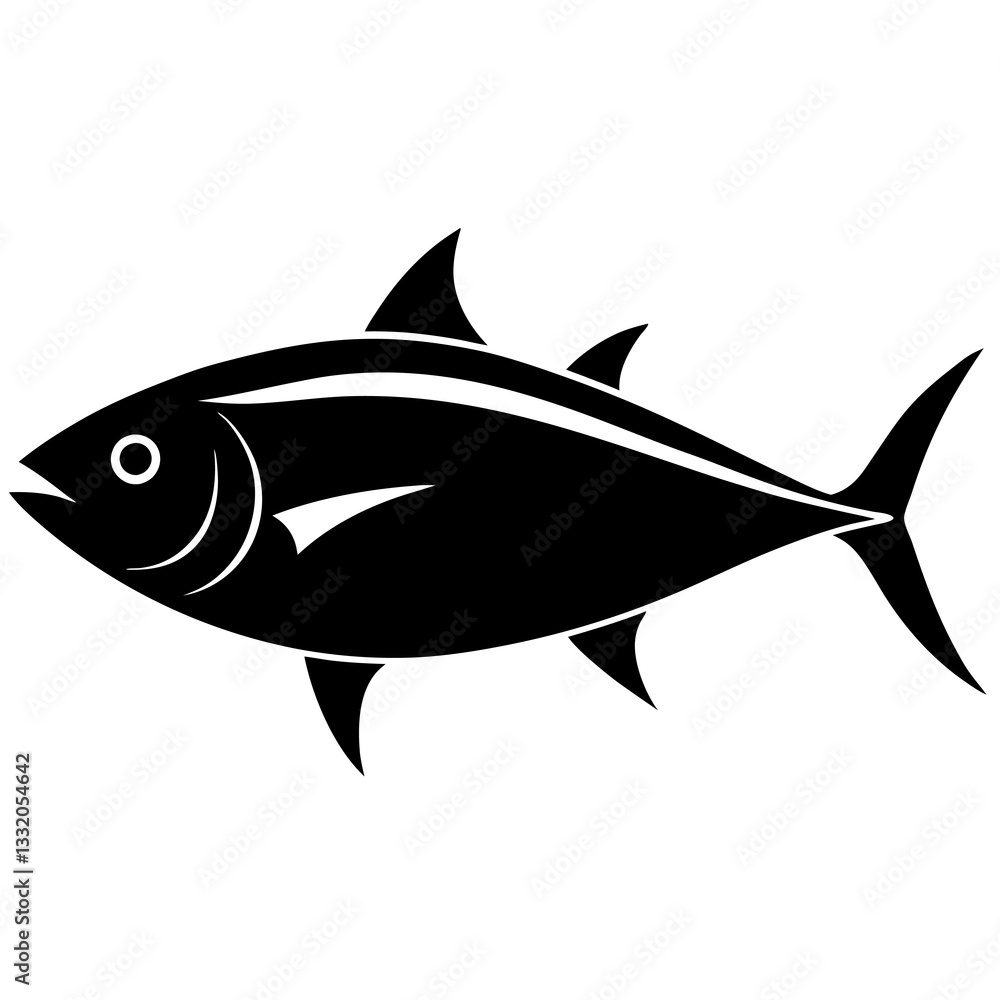 Obraz premium tuna silhouette vector icon white background