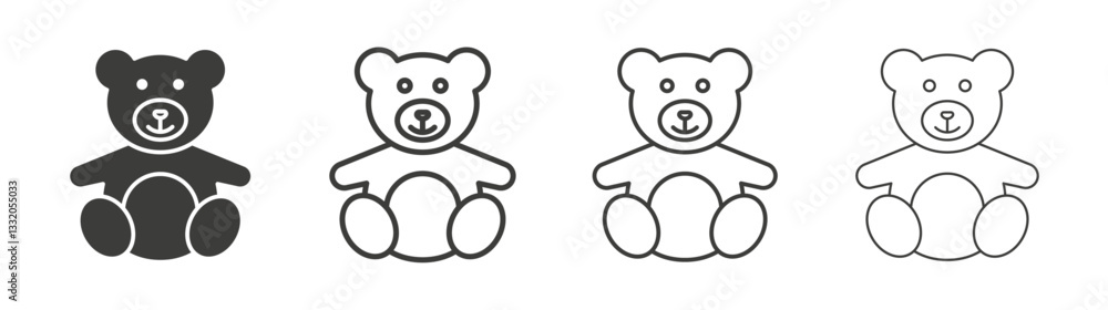 Teddy bear line icon vector illustration set. Teddy bear line icon vector illustration set.