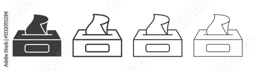 Tissue box line icon vector illustration set.
