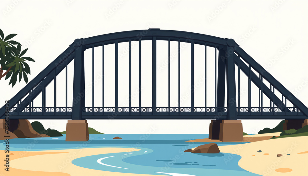 Obraz premium Bridge vector illustration for infrastructure, architecture and urban development projects