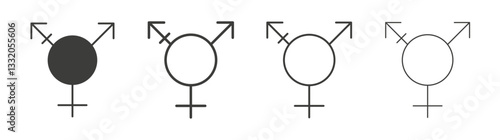 Transgender line icon vector illustration set.
