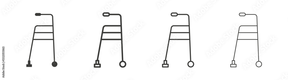 Walker line icon vector illustration set. Walker line icon vector illustration set.